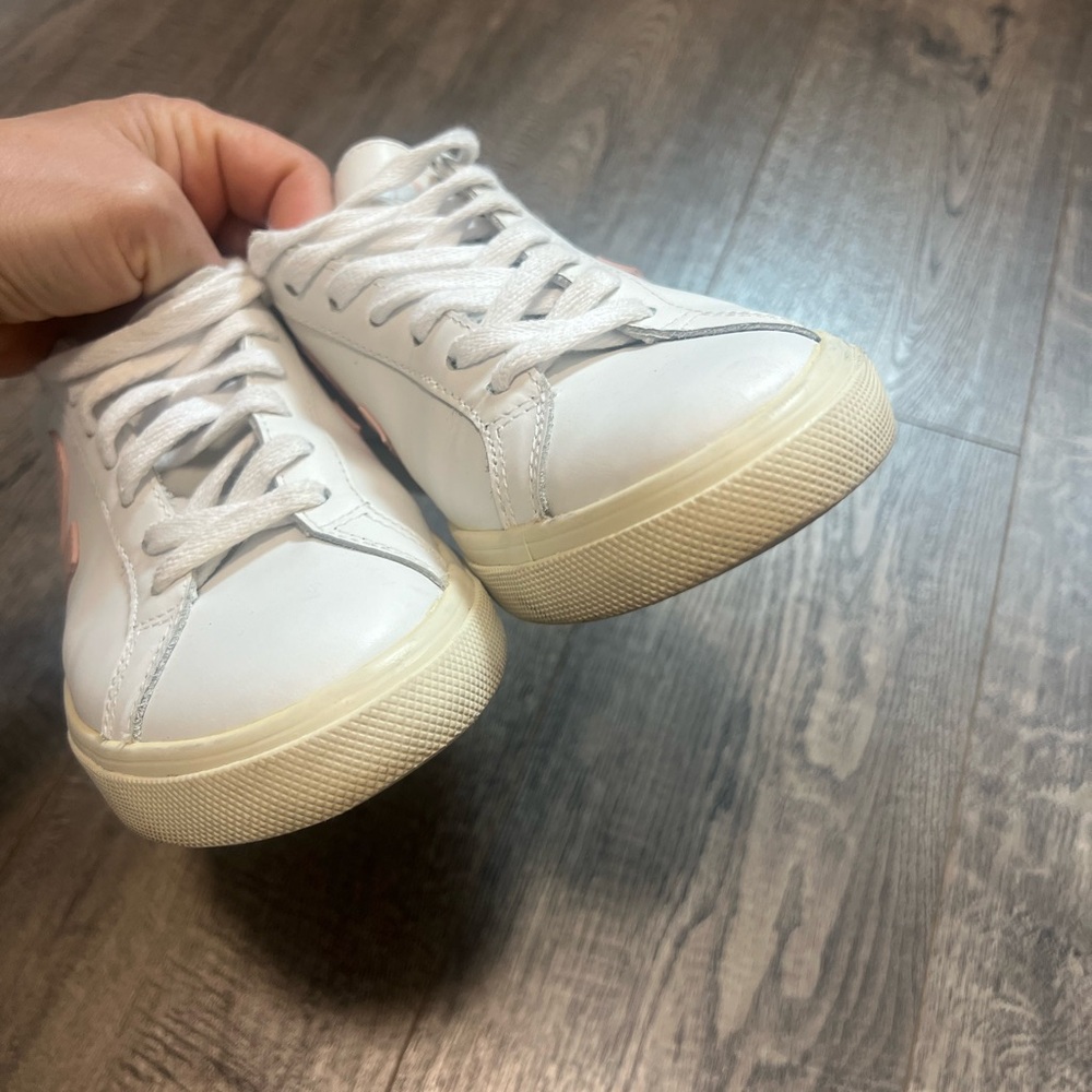 Veja Women's White and Pink Sneakers - Picture 10 of 10
